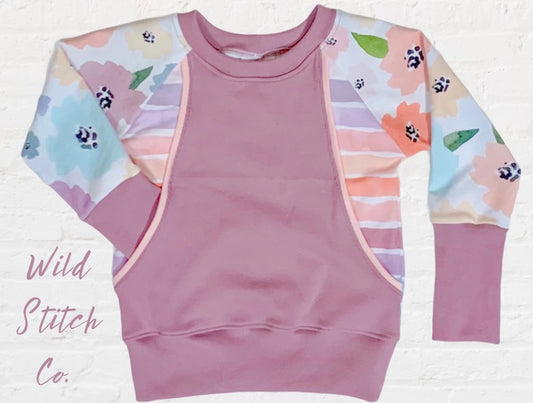 Grow With Me Raglan Crewneck With Big Front Pocket -1-3yr