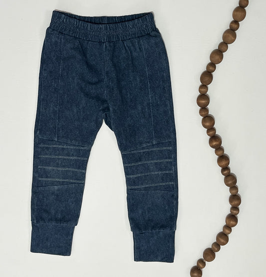 Faux Denim French Terry Motto Joggers : Made To Order